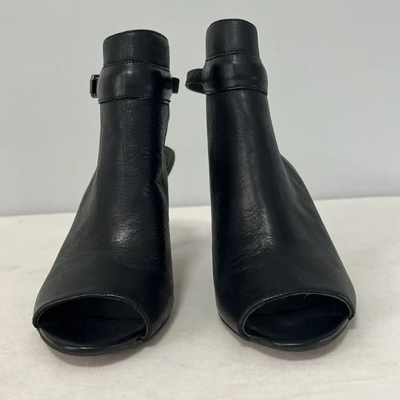 FRANCO SARTO SIZE 6 BLACK Leather Slingback Peek A Boo Toe Heeled - Picture 2 of 11